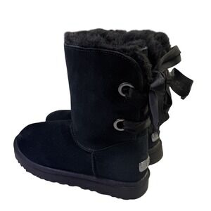 UGGS Bailey Bow II Sheepskin Black Suede Boots Women's Size 8 Custom